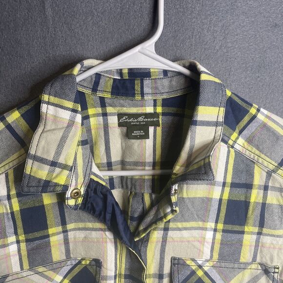 EDDIE BAUER Women's Long Sleeve Snap Front Plaid Flannel Shirt Size Large - Picture 3 of 8
